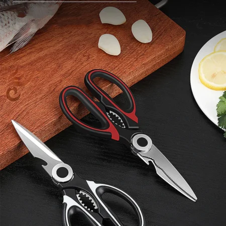 Heavy-Duty Multi-Purpose Kitchen Scissors with Safety Cover & Soft Grip