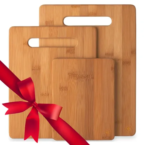 3-Piece Bamboo Chopping Board Set – Extra-Thick, Durable, Eco-Friendly, Non-Slip
