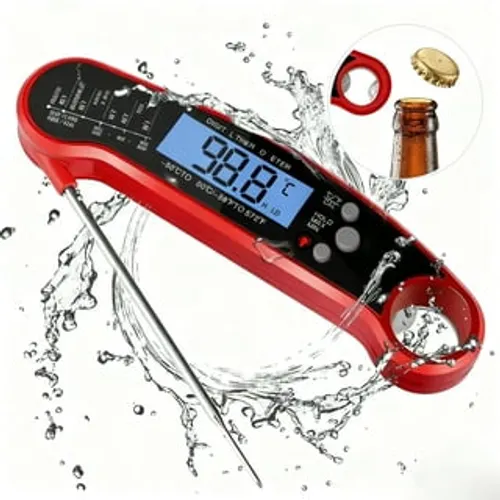 BESROY Digital Meat Thermometer – Instant Read Probe. Featuring a highly accurate stainless steel probe with a rapid 2–3 second response time, it delivers reliable temperature readings from ice-cold drinks to sizzling steaks.