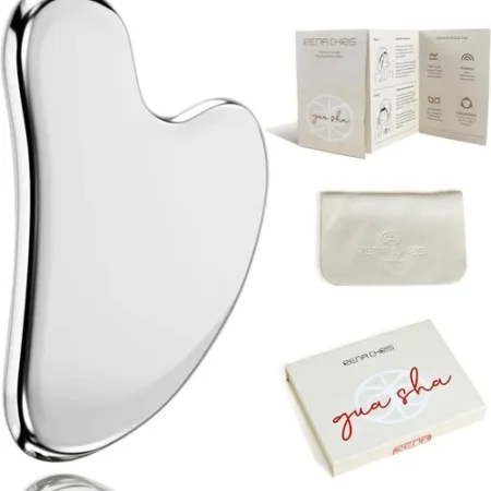 Rena Chris Stainless Steel Gua Sha Facial Tool – Sculpting & De-Puffing Massage Tool for Face and Jawline