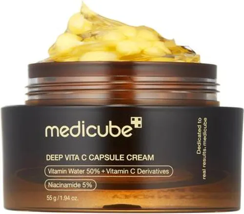 medicube Deep Vitamin C Golden Capsule face moisturiser with liposome capsules and gel texture