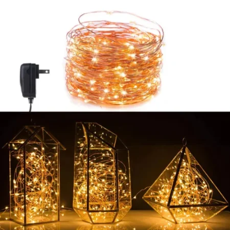 Lezonic solar garden string lights in warm white shown in product image