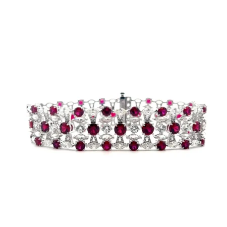 Light Before Sunset Ruby Bracelet in white silver with red stone