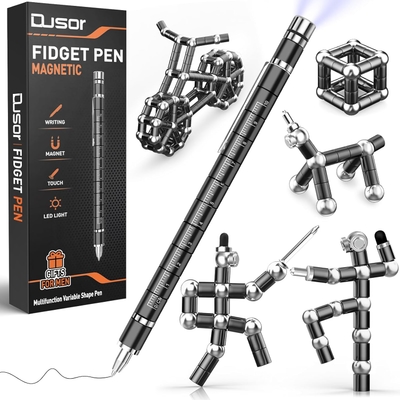 Dusor Magnetic Fidget Pen in black with multifunction accessories