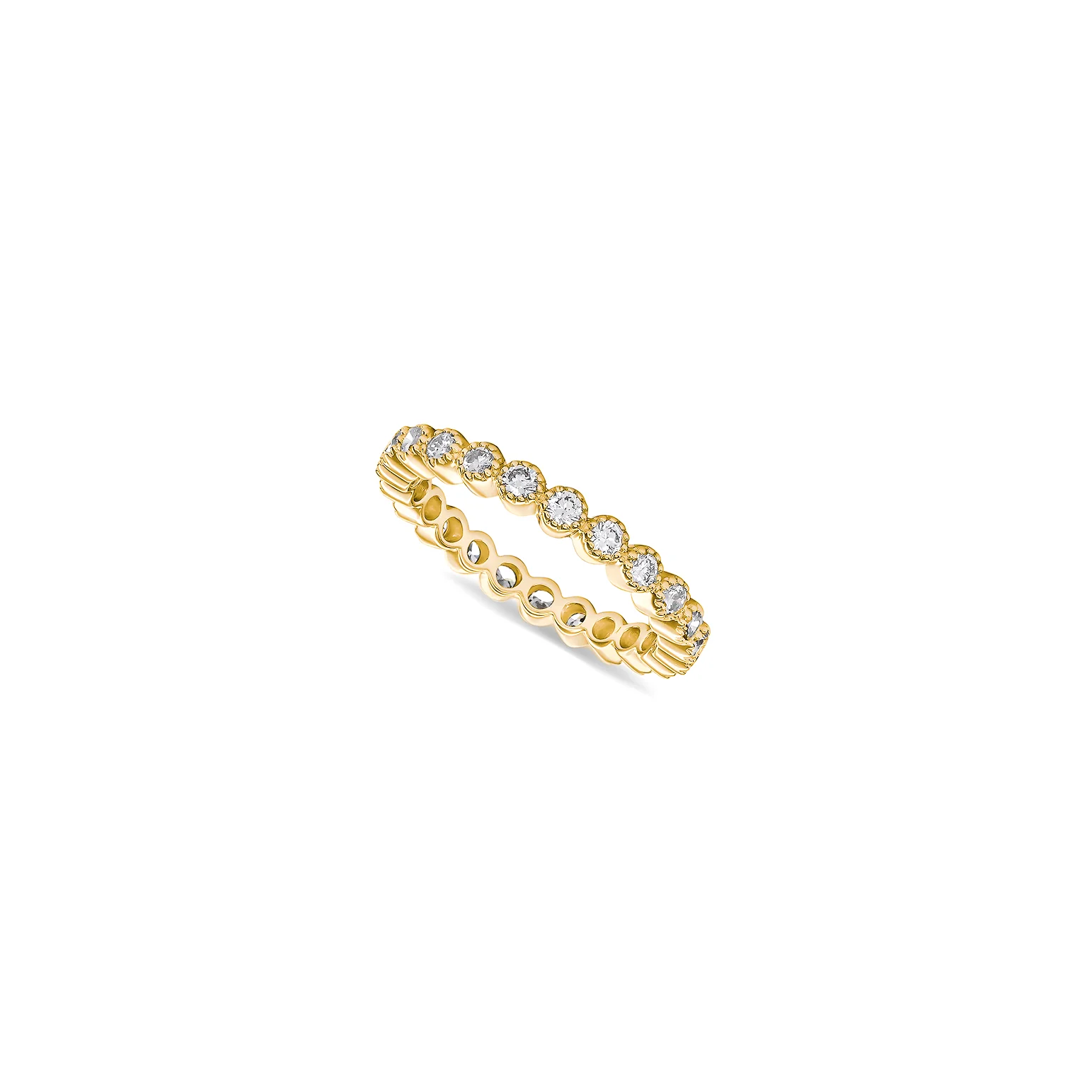 Halo Diamond Full Eternity Slim Band Ring – Solid Gold