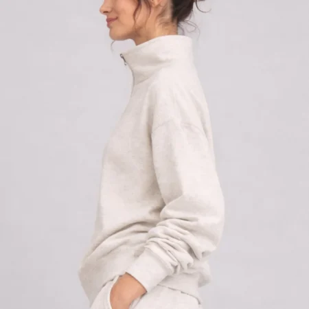 Super soft Half Zip Sweatshirt in Oat Marl